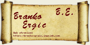 Branko Ergić vizit kartica